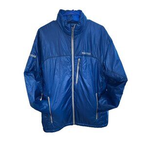 Marmot Highlander Insulated Jacket Blue Gray Trim Lightweight Packable Men's Lrg